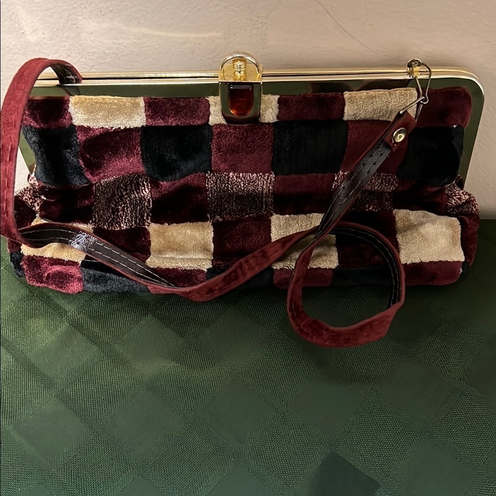 Vintage Plaid Velvet like Women's Bag - Picture 8 of 10